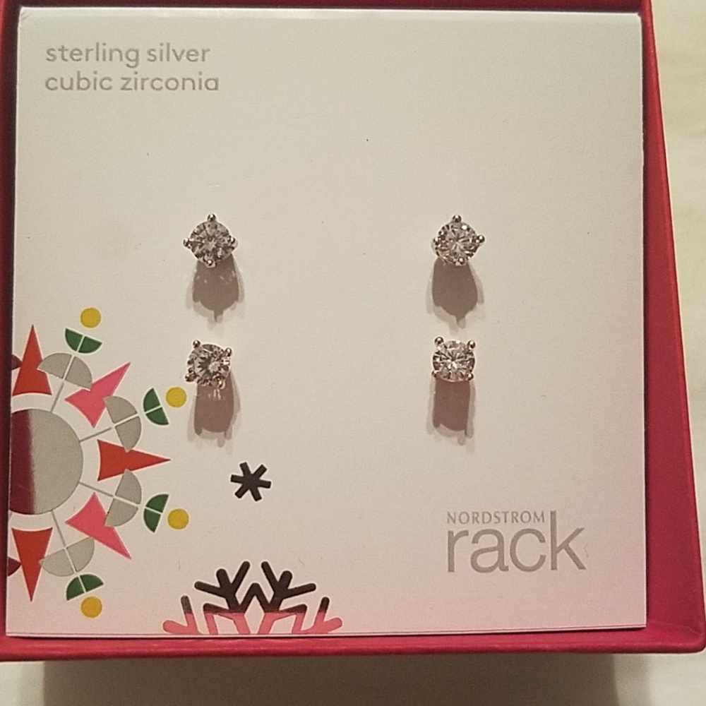 Sterling silver cubic zirconia stud earrings